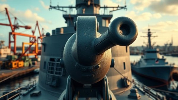 Warship at Tartus Naval Base with industrial backdrop and military boat.