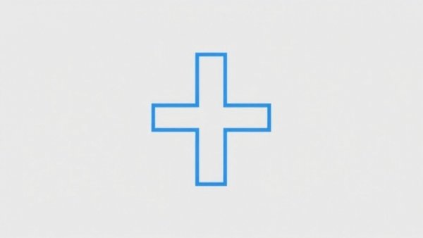 Geometric blue cross symbol on grey background