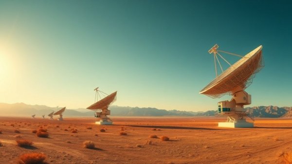Radio telescopes in desert for deep space communication