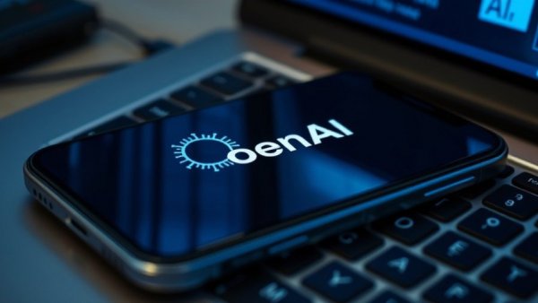 OpenAI IPO 2026: Close-up logo on smartphone and laptop keyboard.