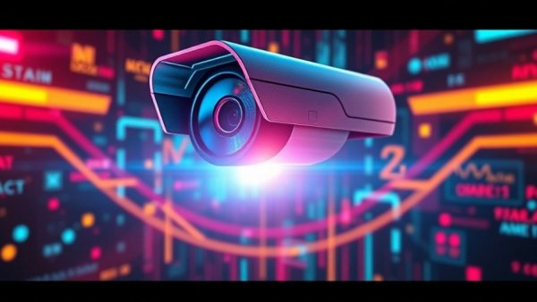 Flock camera cybersecurity breach visual with digital elements