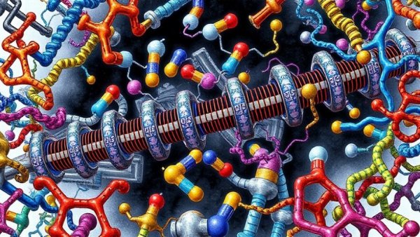Scientific illustration of genetic sequences related to CRISPR's ancestor