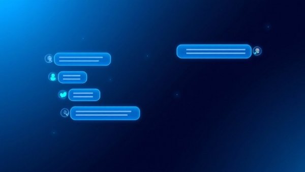 Futuristic AI chat interface with digital conversation in technology.