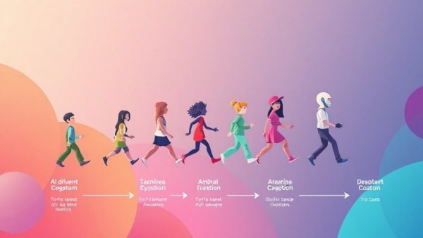 AI in animation control diagram with stylized character transitions.