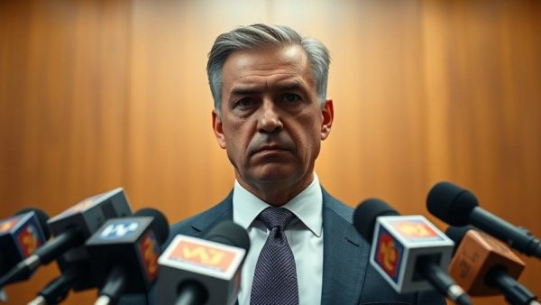 Businessman surrounded by microphones discussing ChatGPT vulnerability.