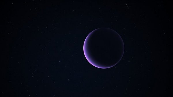 Earth-like planet in a binary star system, space scene