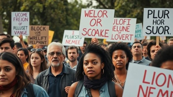 Protest group holding anti-AI regulation sign outdoors