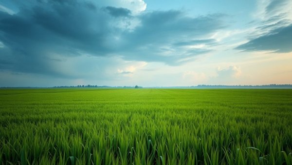 Sustainable agriculture field with vibrant green crops
