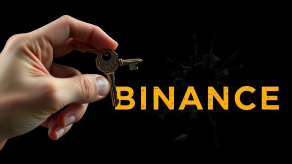 Conceptual image of Binance hack with key and logo.