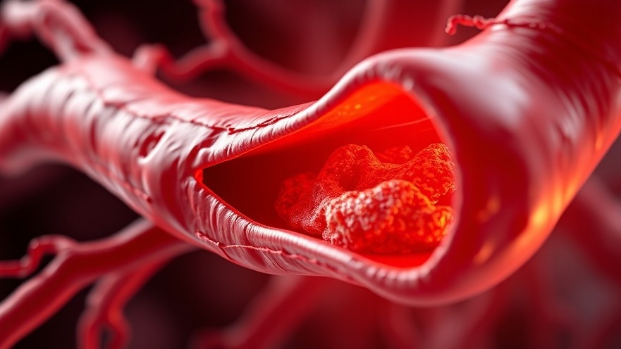 Dynamic illustration of artery plaque highlighting berberine benefits for cardiovascular health.