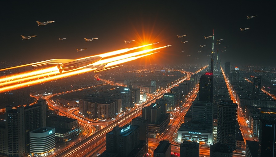 Bright missile defense over city at night, illustrating space-based missile defense.