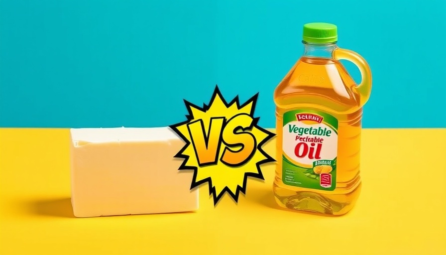 Butter vs Vegetable Oil comparison with comic-style design.