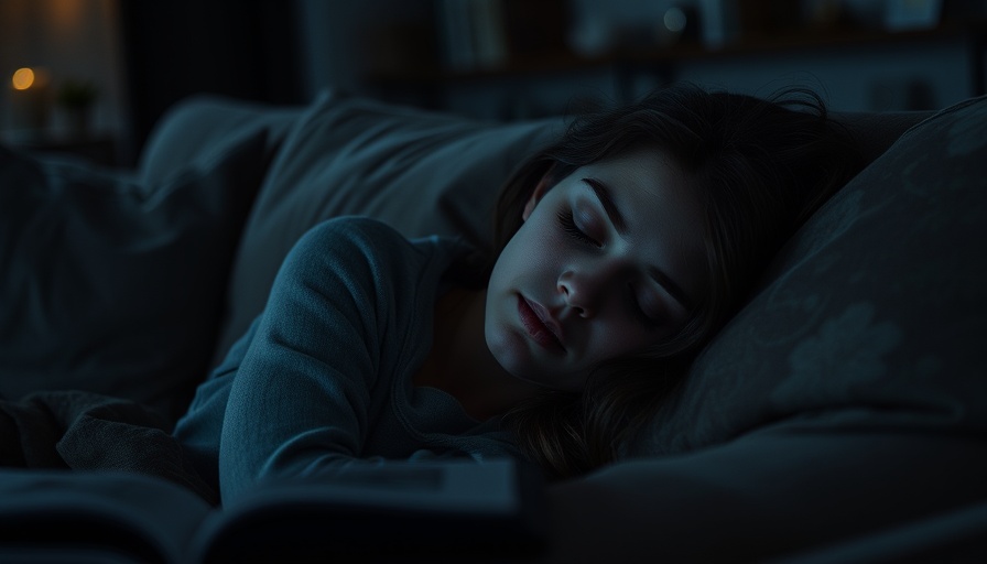 Young woman experiencing mood changes due to disrupted sleep, resting in a dimly lit room.