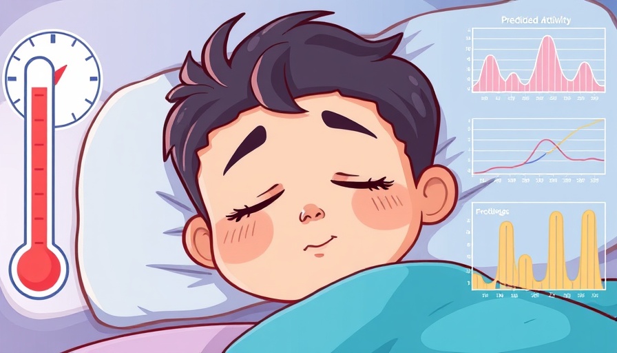 Cartoon on how our body clock regulates sleep with temperature and gene activity.