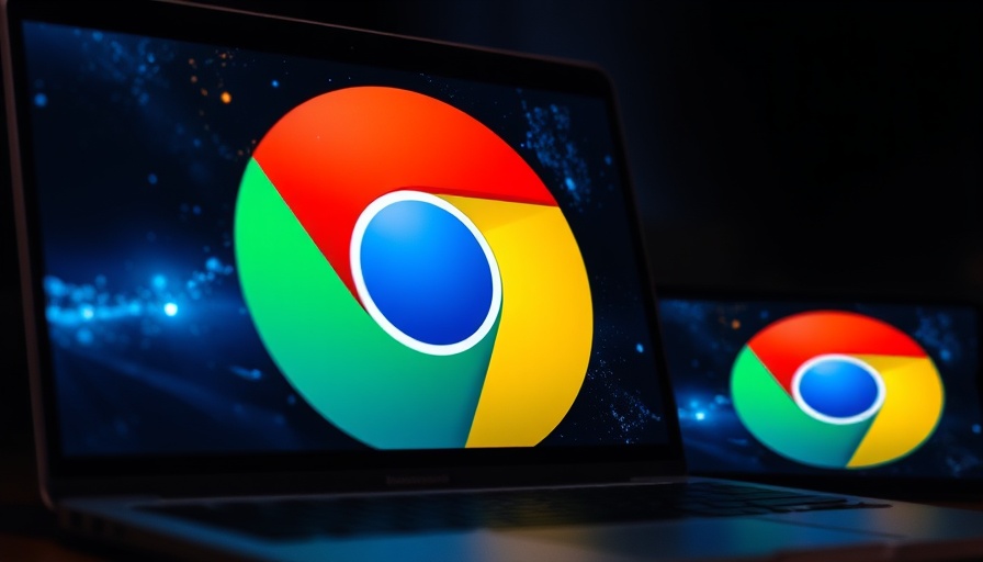 Google Chrome logo on a laptop and smartphone screen.
