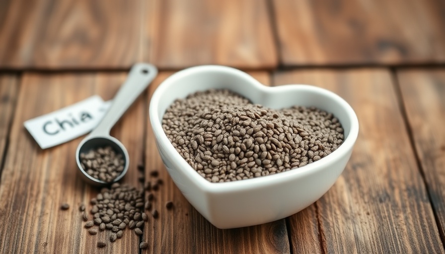 Heart-shaped bowl of chia seeds showcasing skin benefits.
