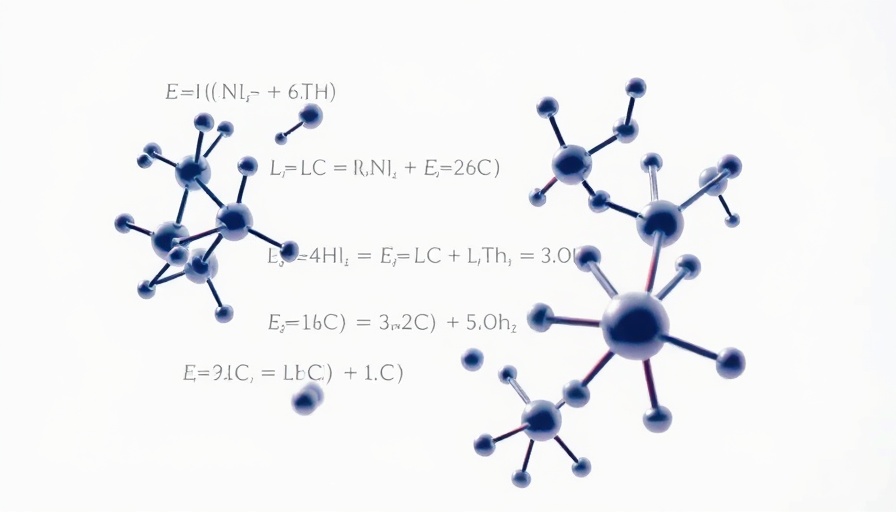 AI tool for drug development showing complex molecular structures and equations.