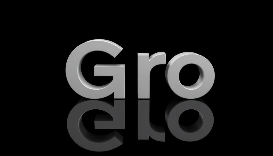 Minimalist 3D text 'Gro' reflecting on glossy surface.