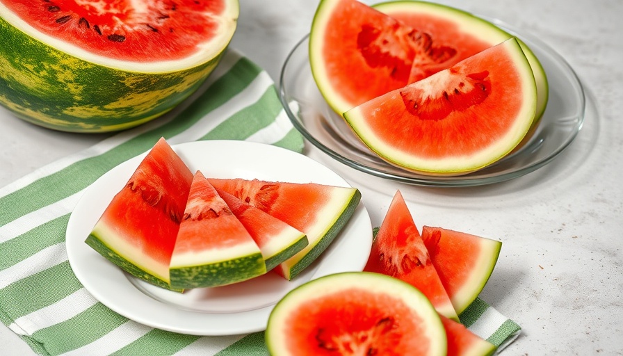 Vibrant watermelon and muskmelon slices on plates for glowing skin