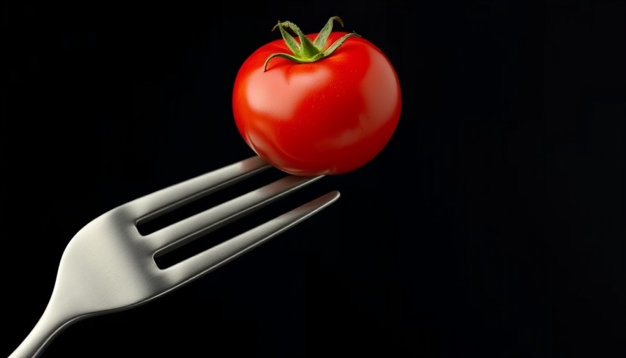 Elegant tomato balanced on forks illustrating diet influence on sleep.
