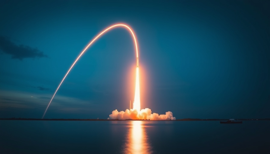 Dynamic SpaceX Starship launch arc lighting up twilight sky.