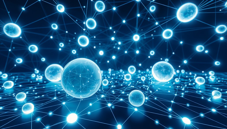 Futuristic glowing spheres on a grid, symbolizing quantum computing
