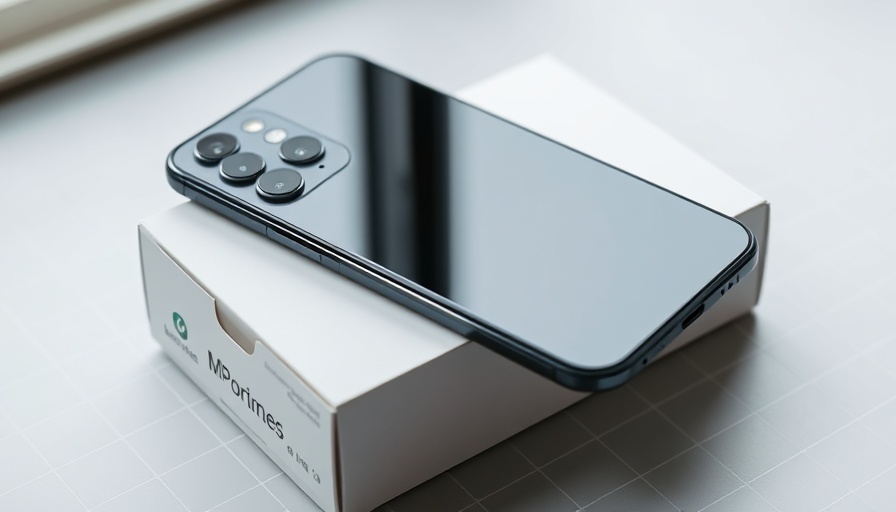 Sleek smartphone on box, showcasing modern consumer technology.