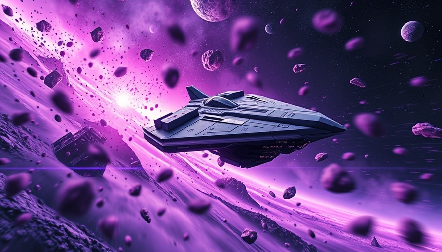 Jump Space game release shows spaceship in purple cosmic debris.