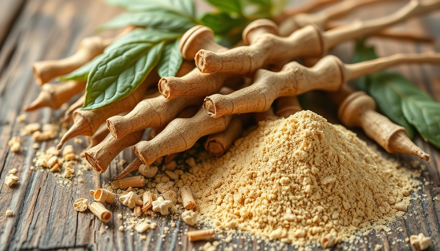 Benefits of Daily Ashwagandha Intake - ashwagandha root and powder on wood.