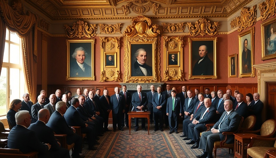 Officials gathered in ornate room discussing U.S. Space Command relocation.