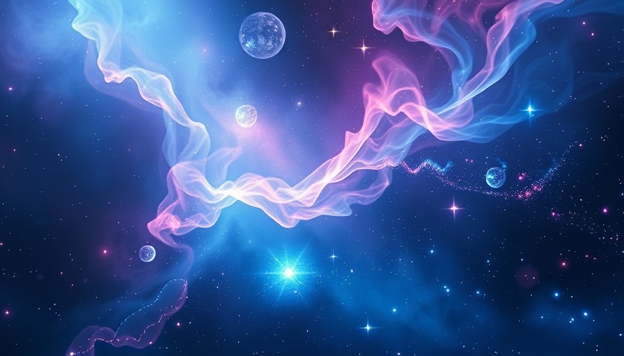 Primordial magnetic fields in universe, cosmic scene with stars and nebulae.