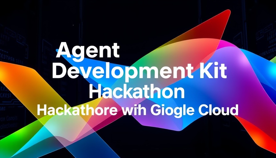 AI Development Kit Hackathon promotional graphic with abstract shapes.