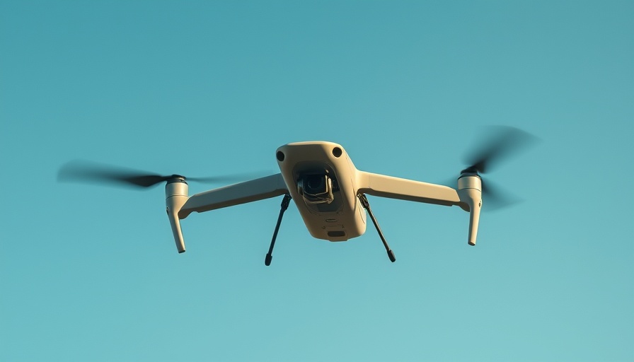 Sleek drone cruising in clear sky - drones in Asia market.