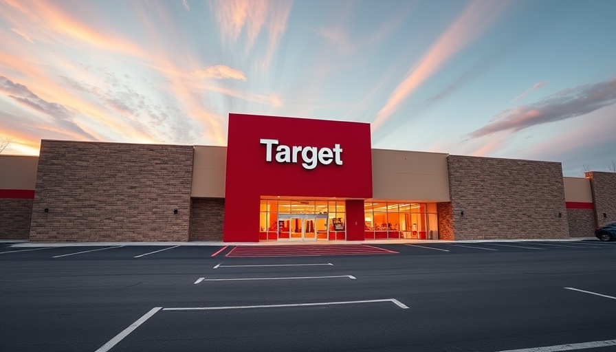 Modern Target store exterior at dusk with AI search bar overhaul.