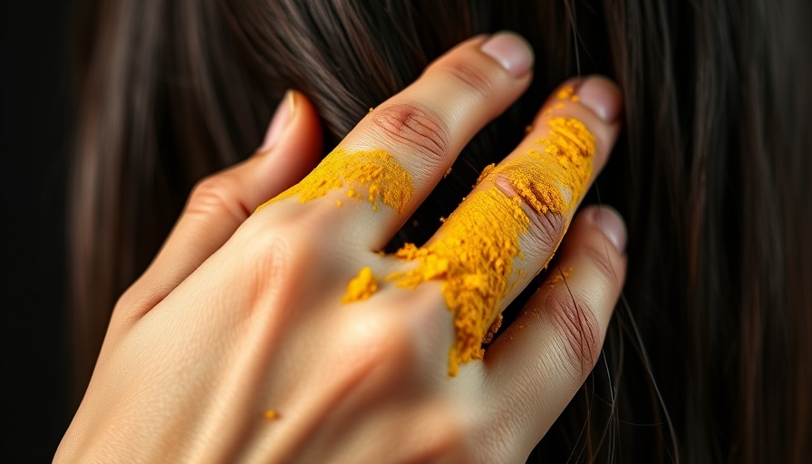 Applying turmeric to hair close-up, demonstrating how to use turmeric for hair.
