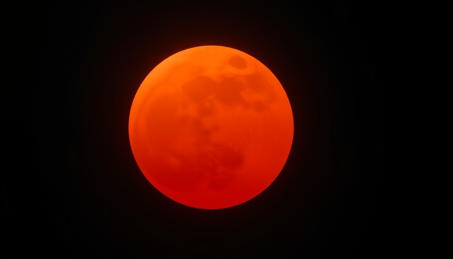 Reddish moon in total lunar eclipse seen from Asia.