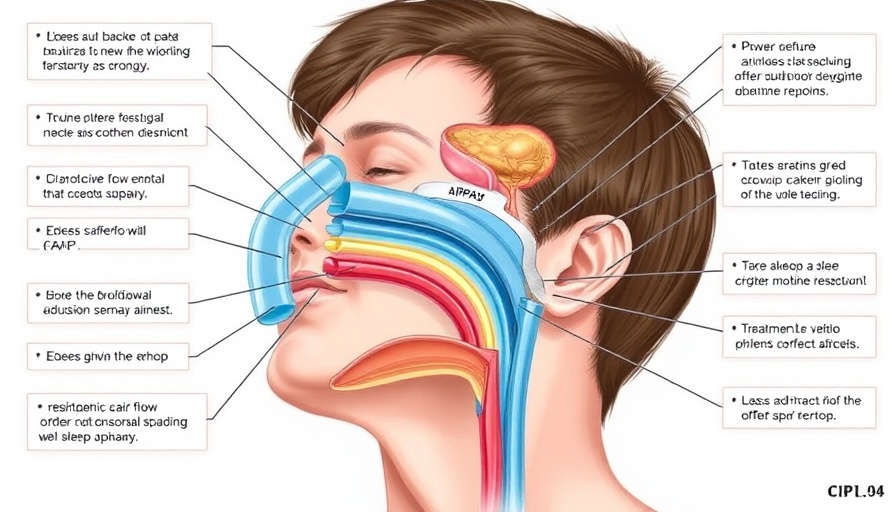 Illustration showing CPAP therapy for sleep apnea treatment.