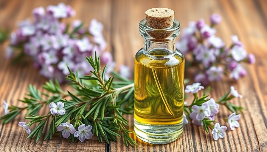 Glass bottle of rosemary oil with rosemary sprigs for hair growth