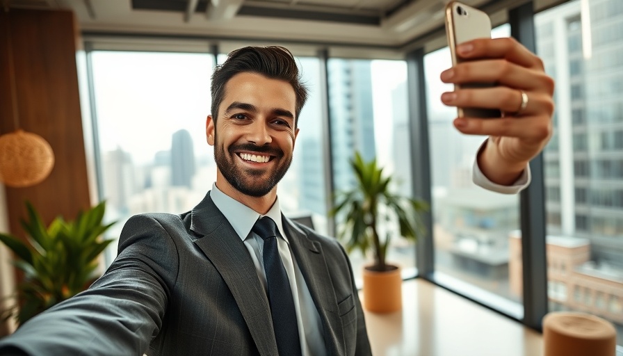 Man in office, smiling selfie, supersonic travel advancements.