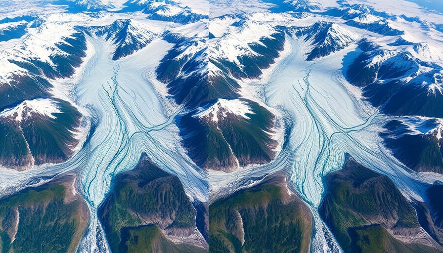 Aerial comparison of Alaska glacial retreat showing significant changes.