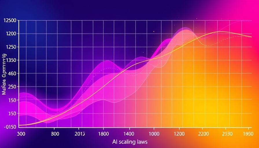 AI scaling laws abstract graph with gradient colors.