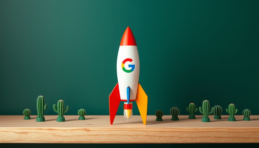 Toy rocket with Google logo on wooden shelf, AI productivity tools theme.
