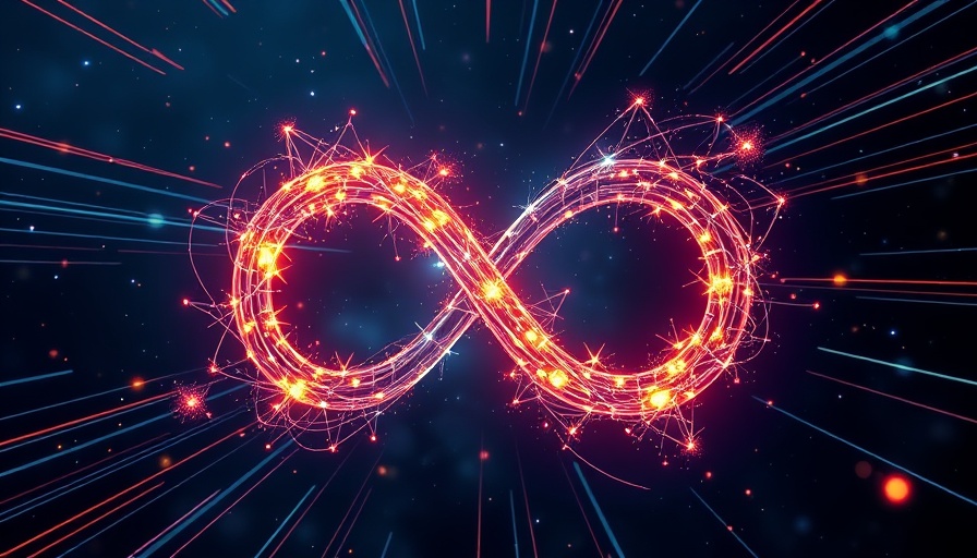 Futuristic quantum computing concept with glowing infinity symbol.