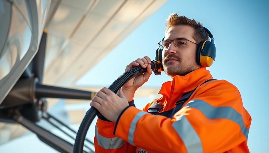 Technician refueling aircraft with sustainable aviation fuel challenges.
