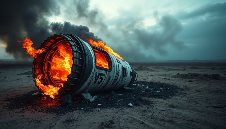 Burned spacecraft capsule in barren field after landing, representing space innovation.