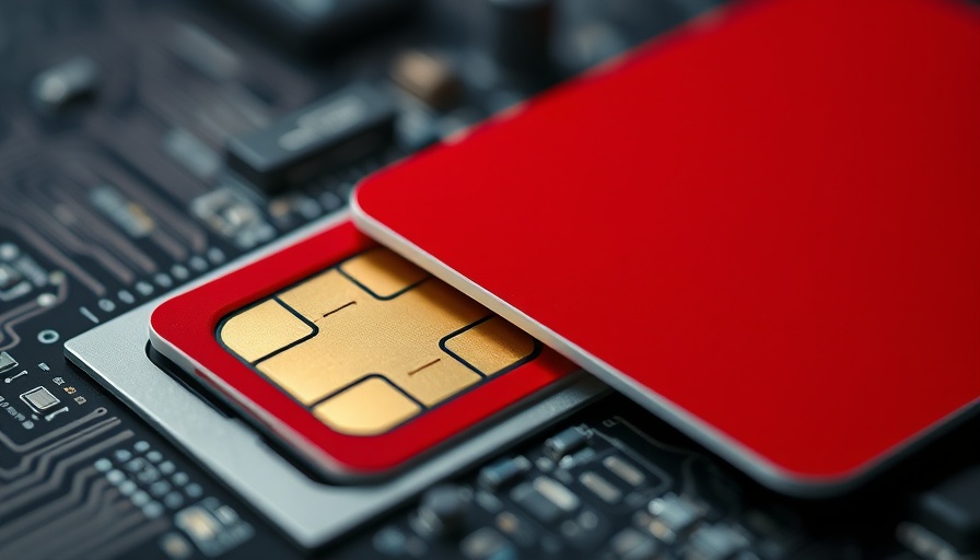 SIM card close-up, cybersecurity threat in electronic slot, highlighting privacy risks.