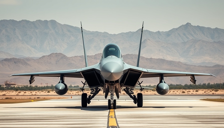 Fighter jet on runway in desert landscape reflecting Iran Air Force upgrade plans.