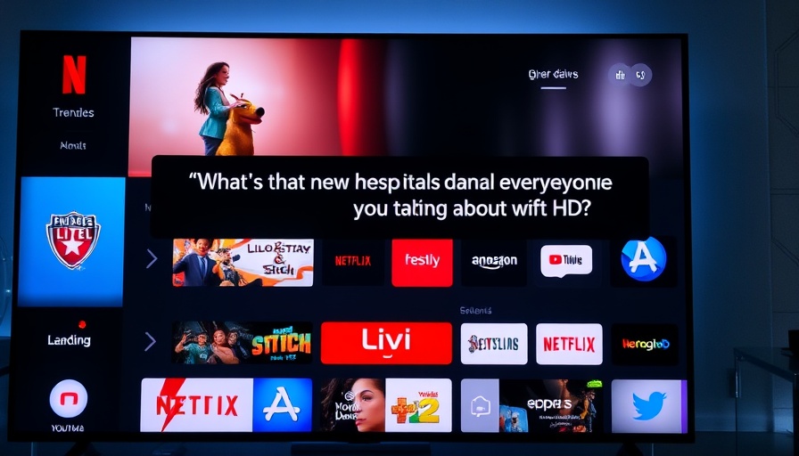 Google Gemini AI for TV interface with streaming options and voice command.