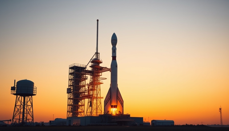 Rocket at sunset; NASA solar bubble mission launch site.