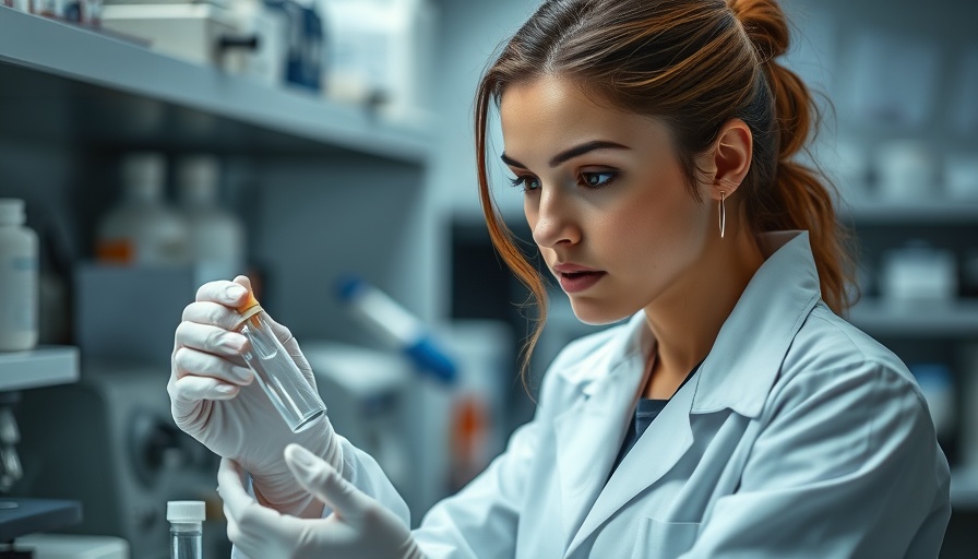 Scientist in lab examining sample related to mosquito control biotechnology.